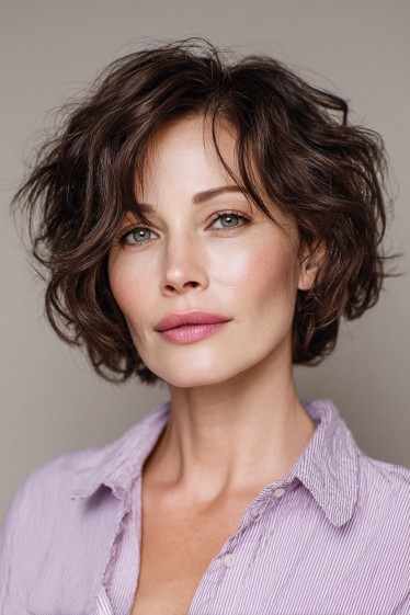 Textured Curly Bob with Subtle Layers