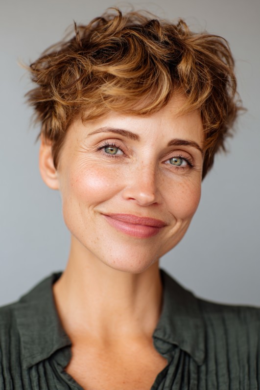 Textured Short Curly Cut with Effortless Volume