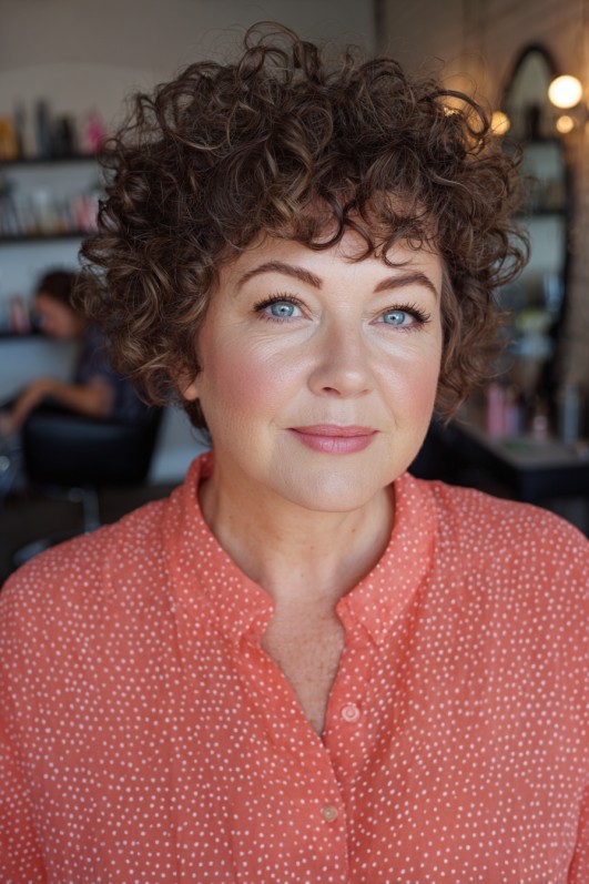 Textured Short Curly Cut with Natural Volume