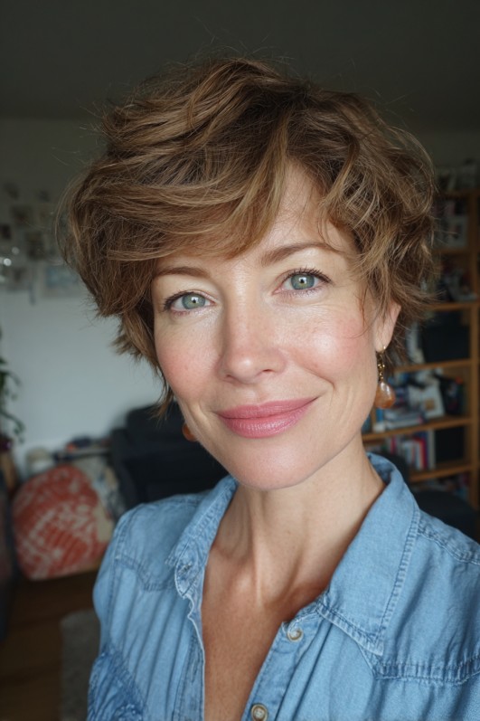 Textured Short Curly Cut with Soft Volume