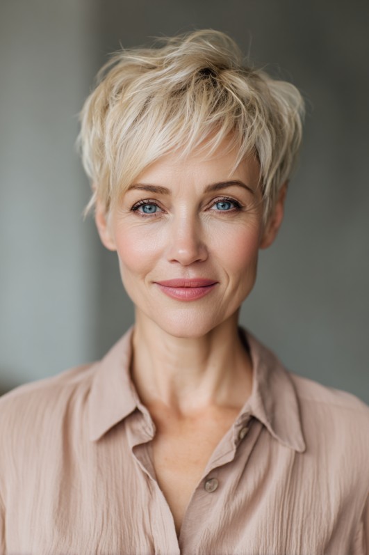Textured Short Pixie Cut with Effortless Volume