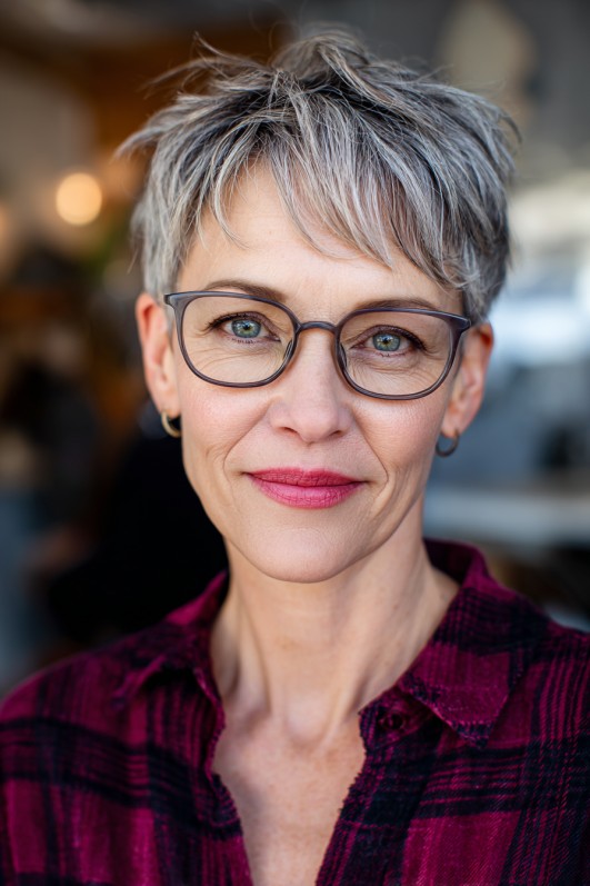 Textured Short Pixie Cut with Subtle Highlights