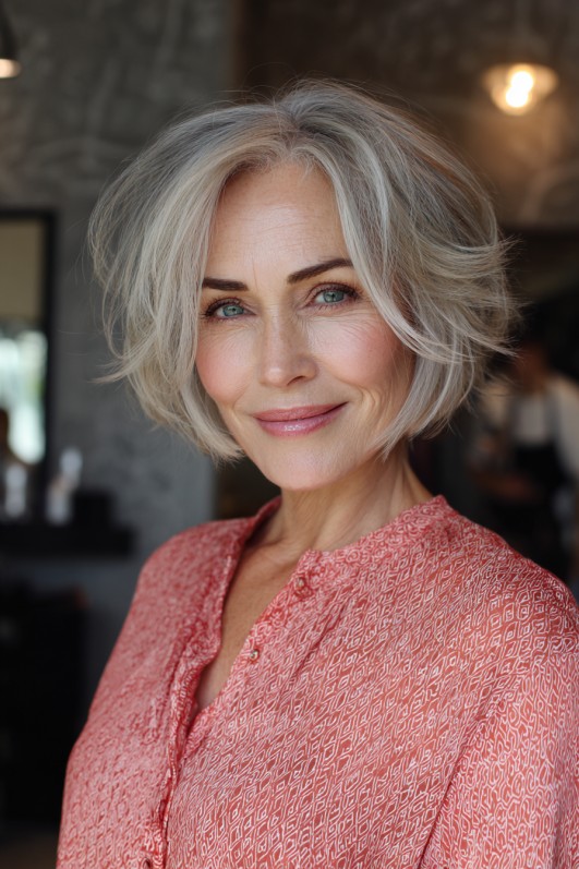 Textured Soft Layered Bob with Subtle Waves