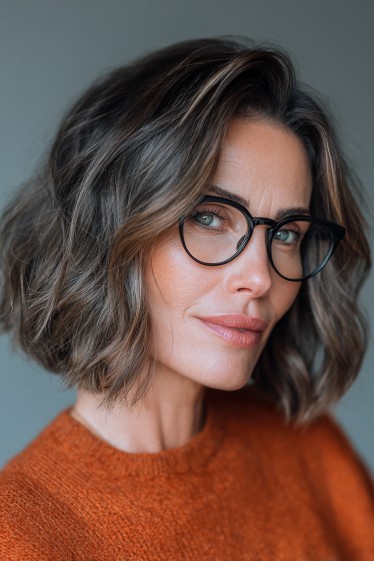 Textured Wavy Bob with Subtle Highlights