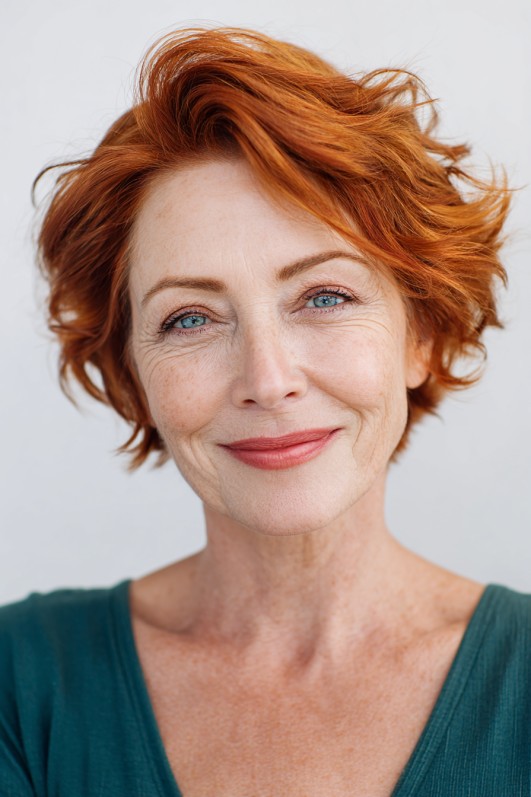 Vibrant Textured Short Waves with Face-Framing Layers