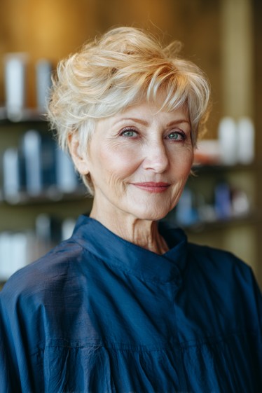 Voluminous Softly Layered Pixie with Textured Waves