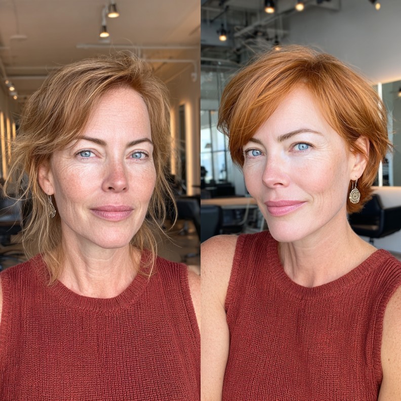 Chic Textured Copper Crop with Face-Framing Layers