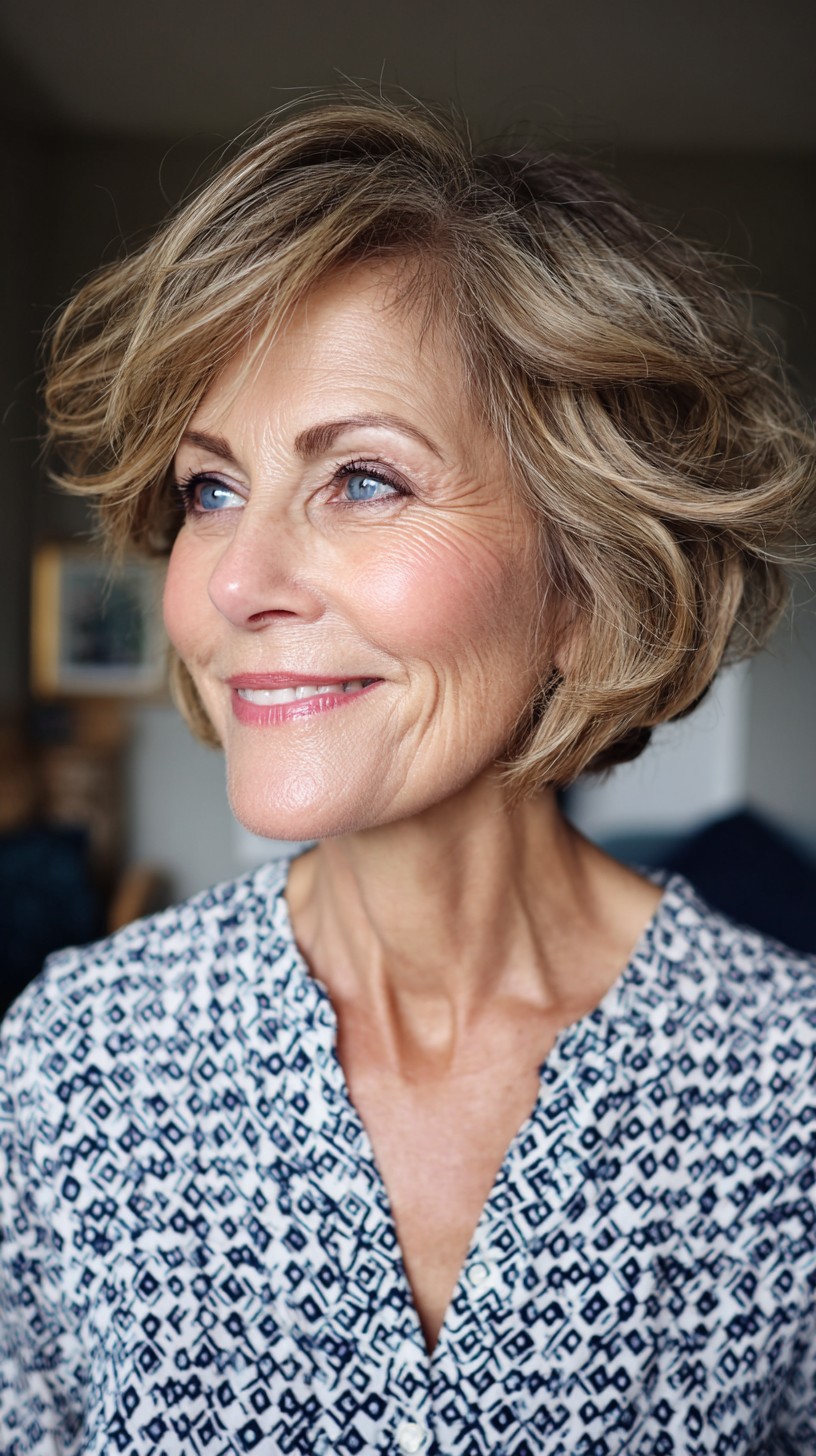 Chic Textured Ripple Bob with Lively Volume