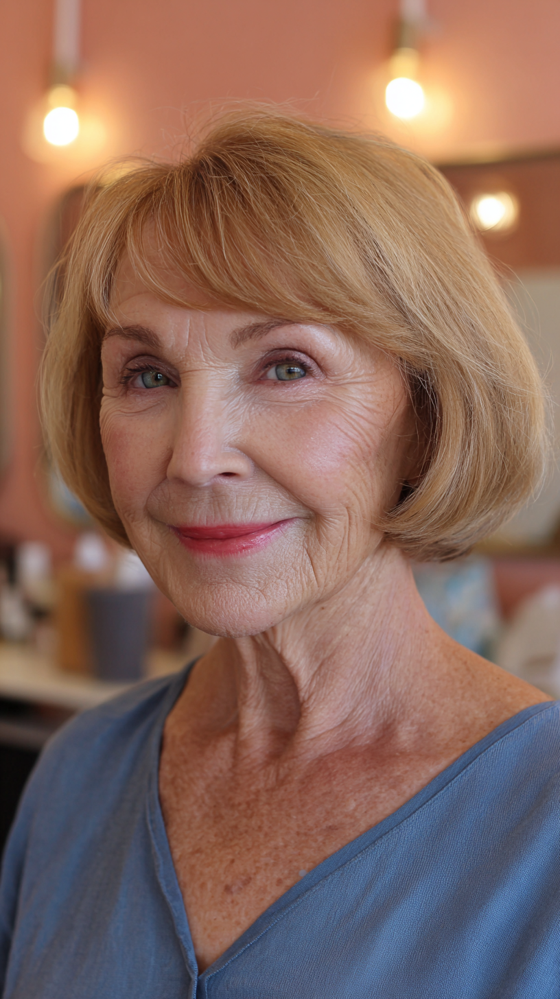 Classic Golden Bob with Soft Bangs