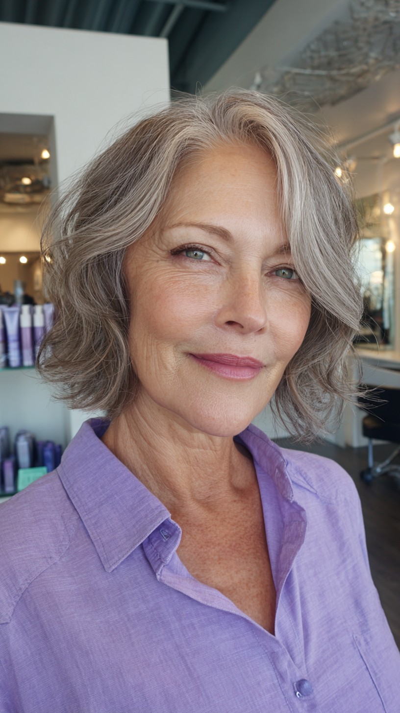 Elegant Grey Ripple Bob with Soft Body