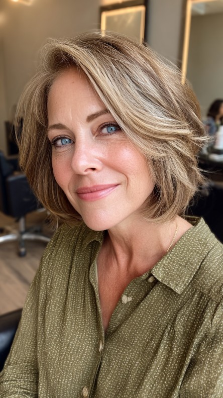 Elegant Light Brown Stacked Bob with Subtle Layers
