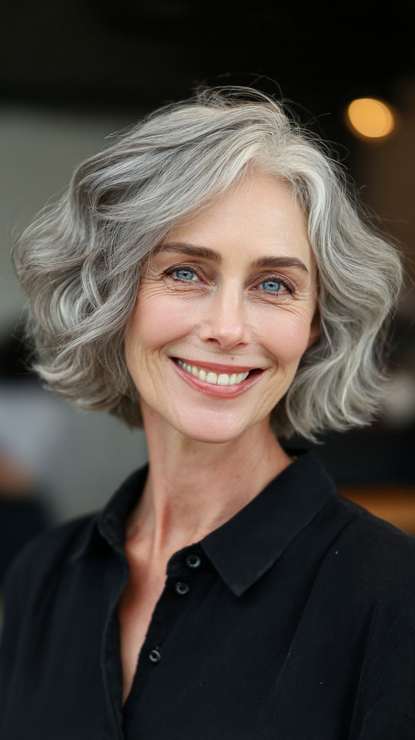 Modern Textured Ripple Bob with Natural Waves