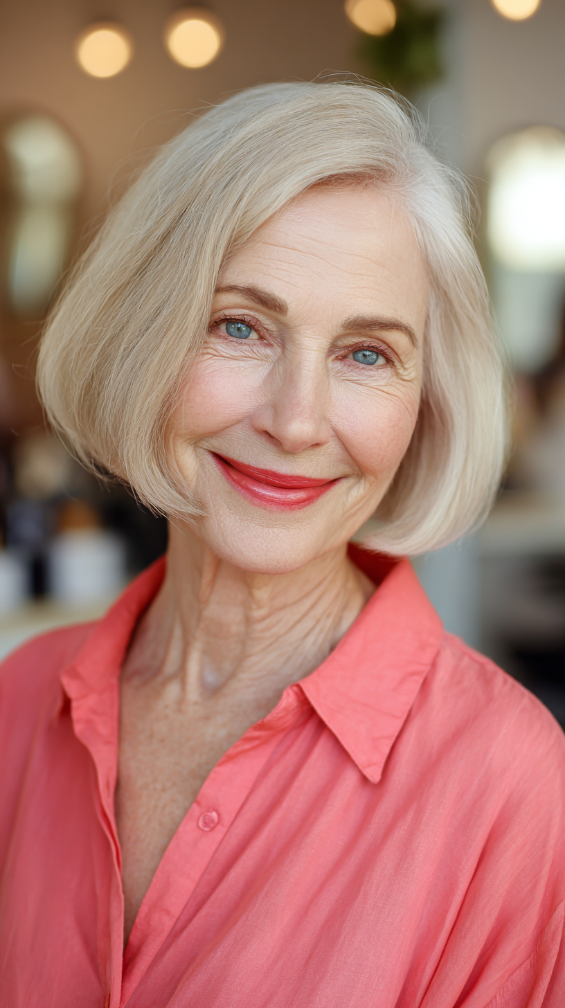 Soft Textured Blunt Bob with Subtle Highlights