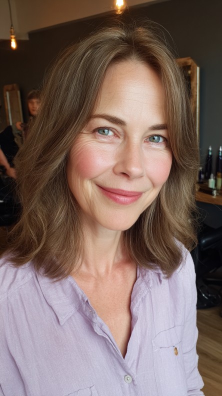 Softly Layered Light Brown Hair with Gentle Waves