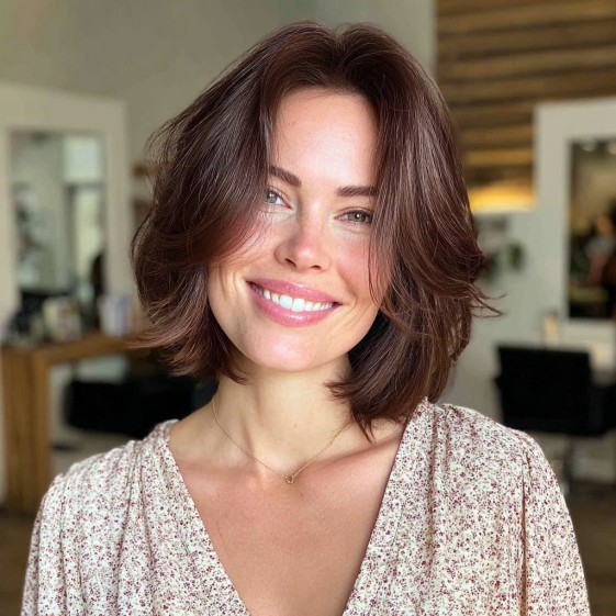 Softly Textured Midi Bob with Gentle Waves