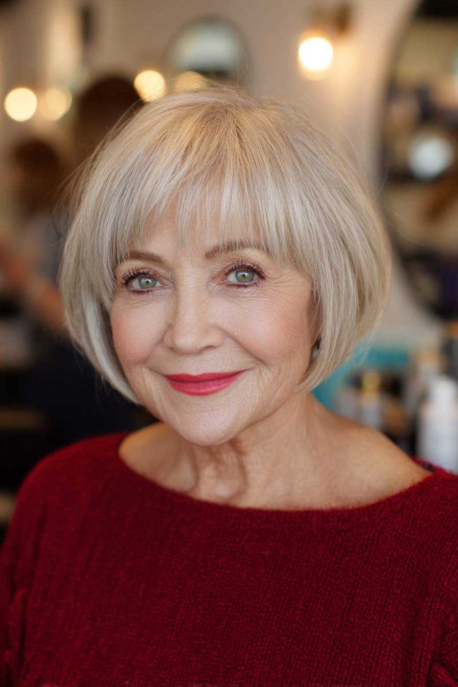 Stylish Soft Blunt Bob with Wispy Bangs