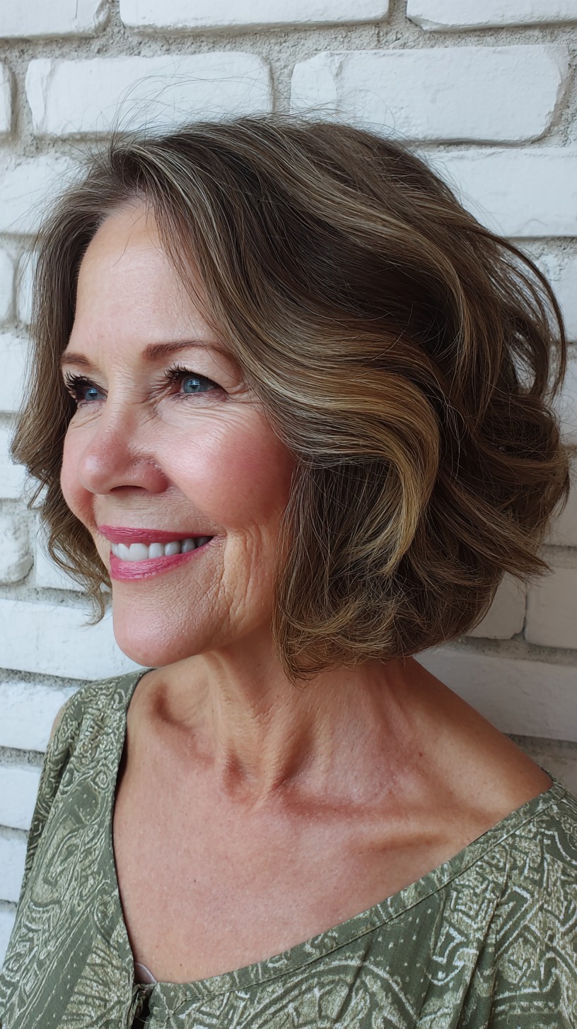 Textured Ripple Bob with Warm Highlights