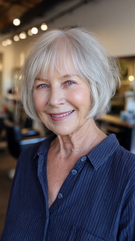 Charming Textured Jaw-Length Bob with Soft Bangs