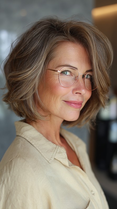 chic layered wedge bob with subtle highlights
