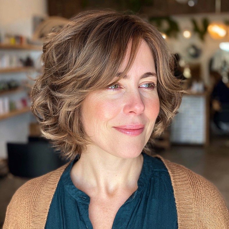 Chic Textured Bob with Soft Curls