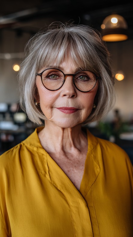 Chic Textured Bob with Soft Curtain Bangs