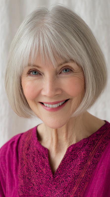 Classic Jaw-Length Bob with Soft Curtain Bangs