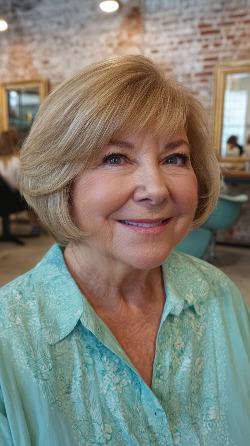 Classic Soft Blonde Rounded Bob with Subtle Layers