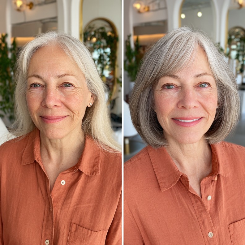 Modern Neck-Length Bob with Stylish Blunt Bangs