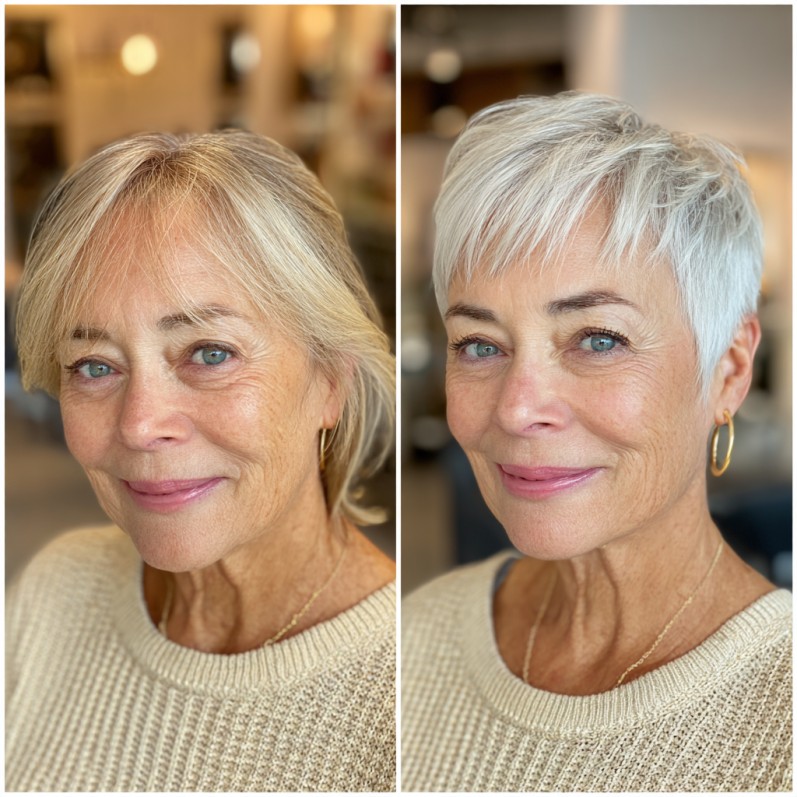 Modern Silver Angular Pixie Cut with Textured Layers