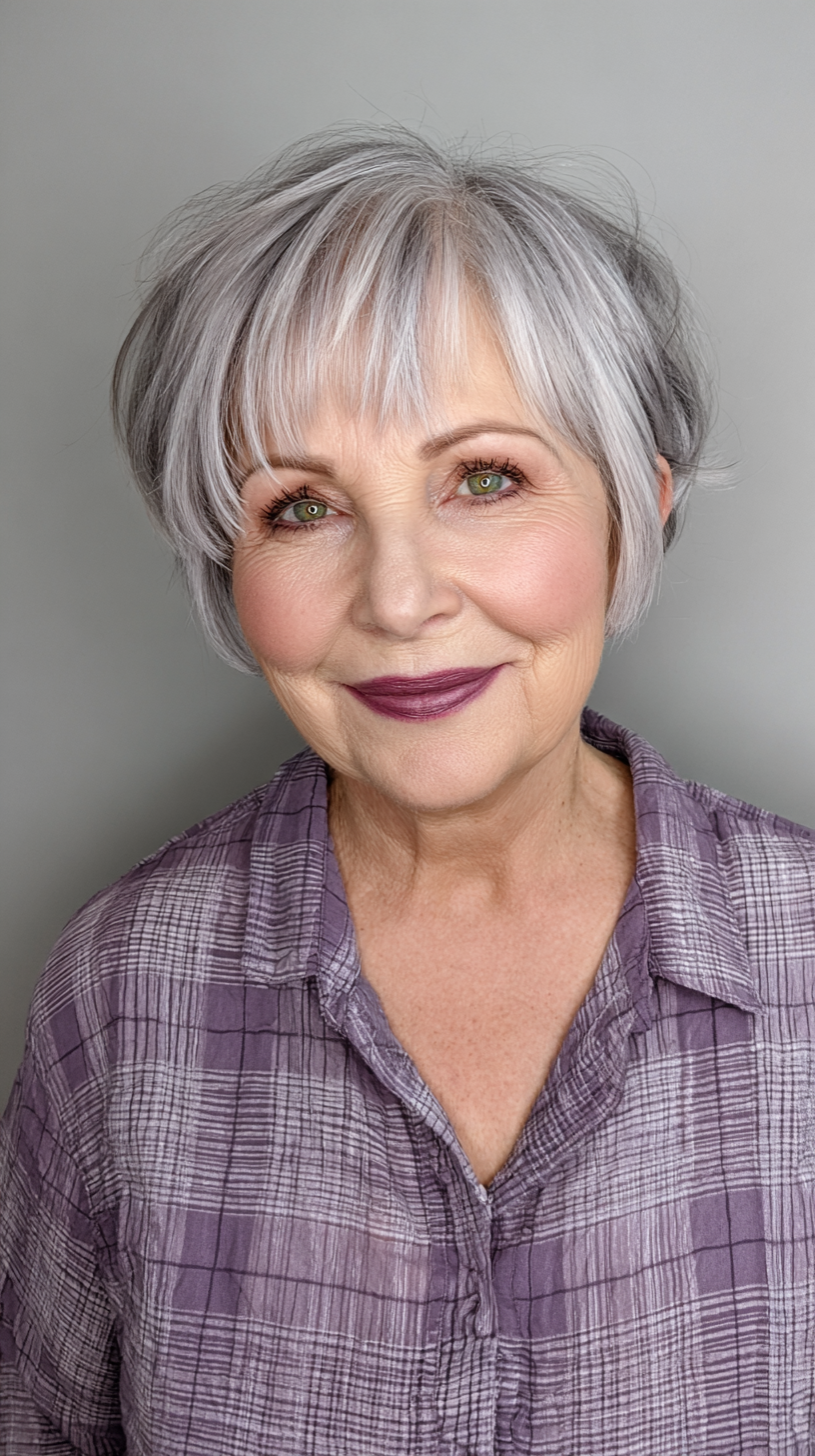 Playful Short Layered Cut with Soft Bangs