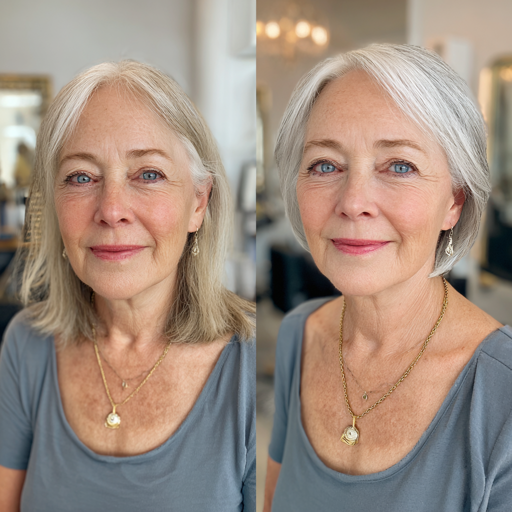 Sleek Asymmetrical Bob with Subtle Highlights