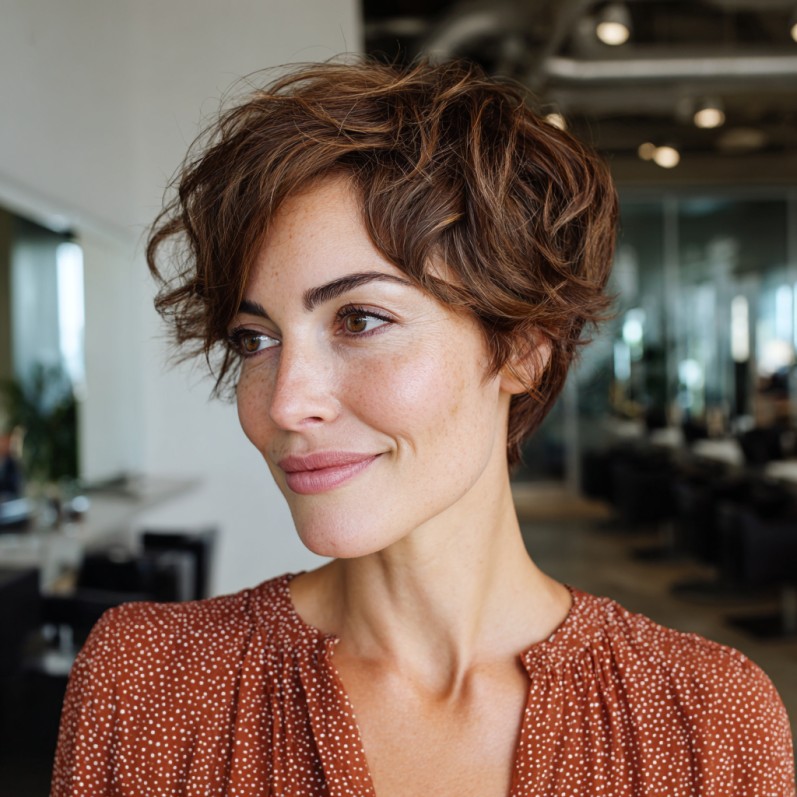 Textured Short Crop with Natural Waves