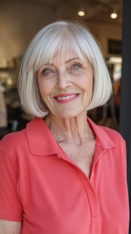 Timeless Jaw-Length Bob with Soft Curtain Bangs