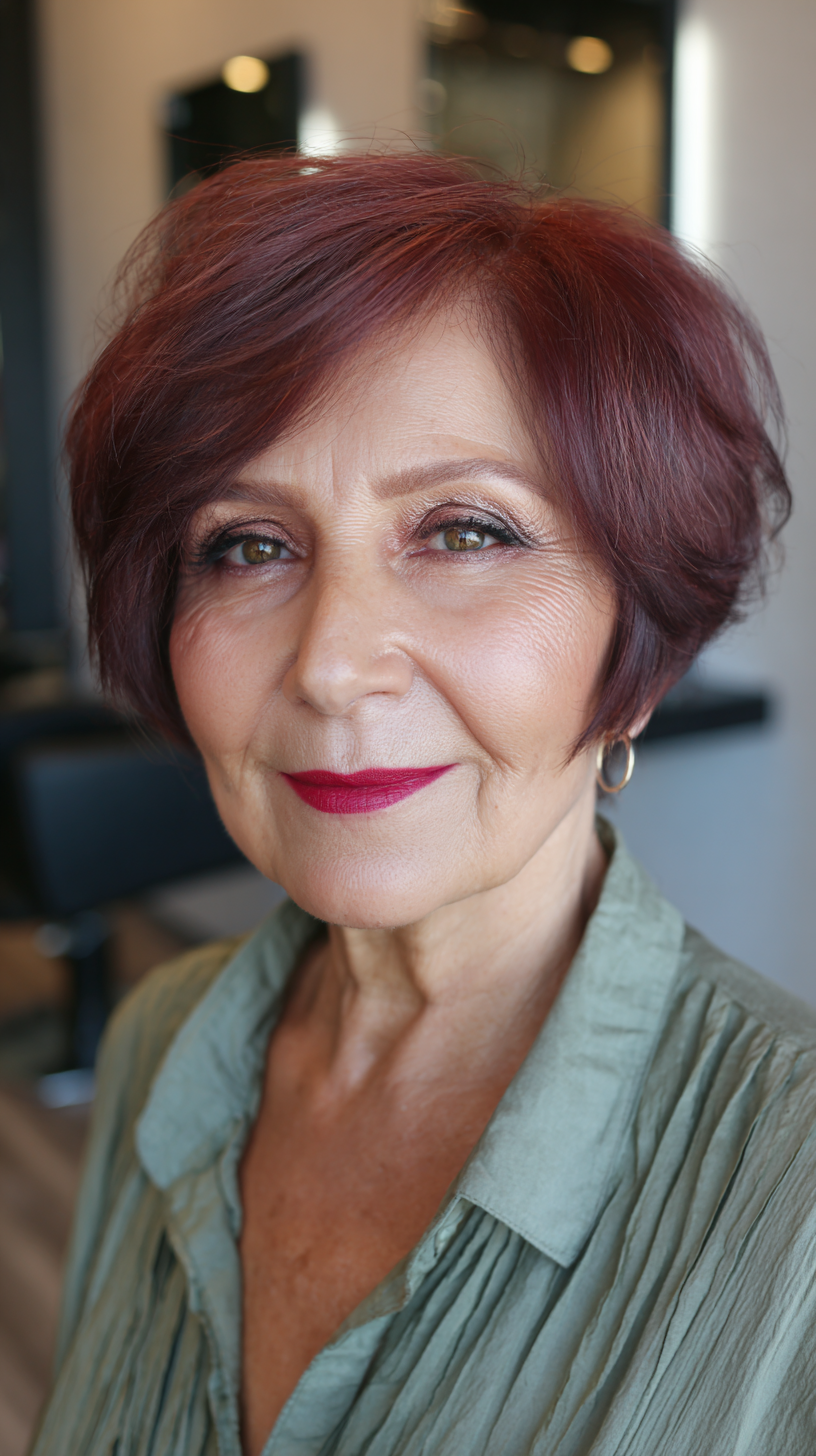 Bold Burgundy Bob with Soft Textured Layers