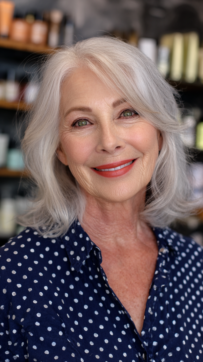 Charming Shoulder-Length Soft Waves with Subtle Highlights