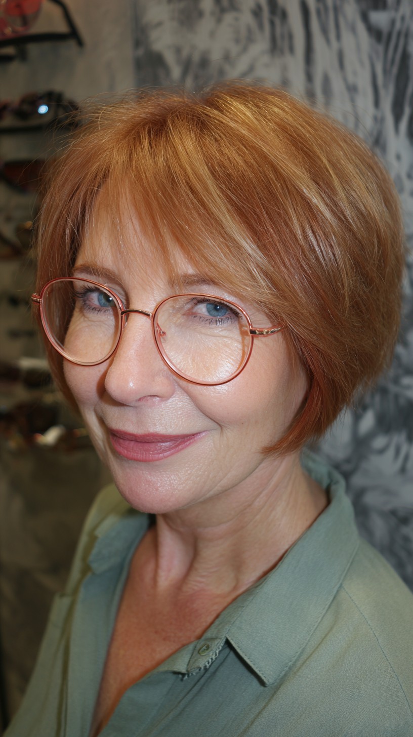 Chic Layered Copper Bob with Textured Ends