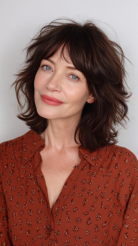 Chic Layered Lob with Playful Bangs