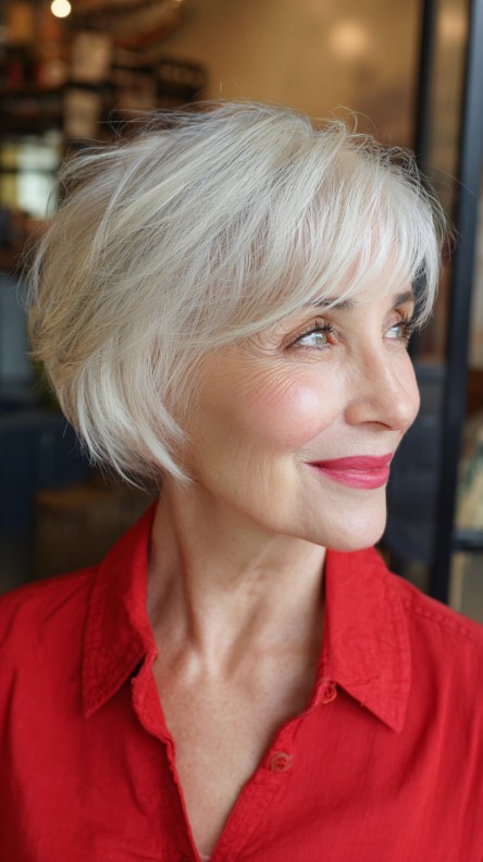 Chic Silver Textured Bob with Soft Layers