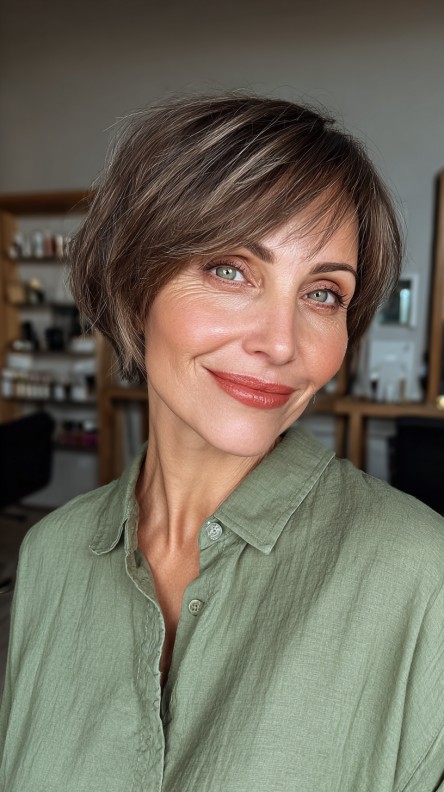 Chic Textured Bob with Subtle Highlights