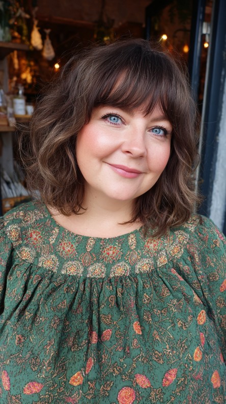 Chic Textured Lob with Playful Bangs