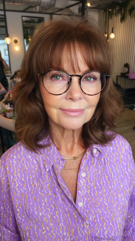 Chic Wavy Lob with Curtain Bangs