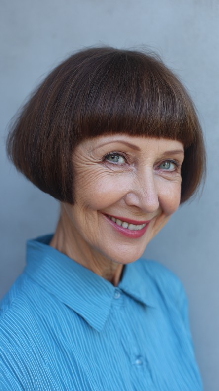 Classic Blunt Bob with Soft Fringe