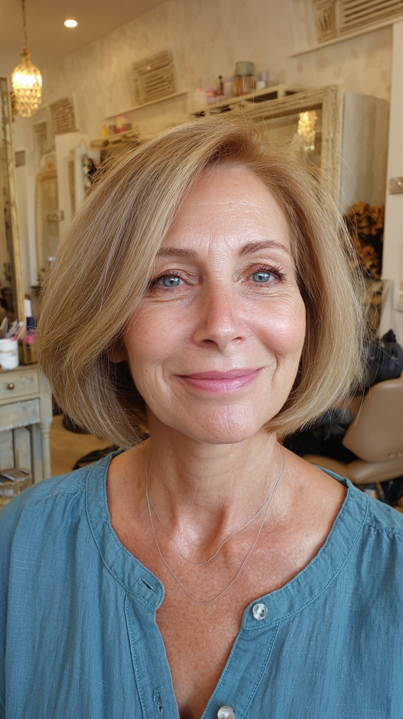 Classic Chin-Length Blunt Bob with Soft Lifting Layers