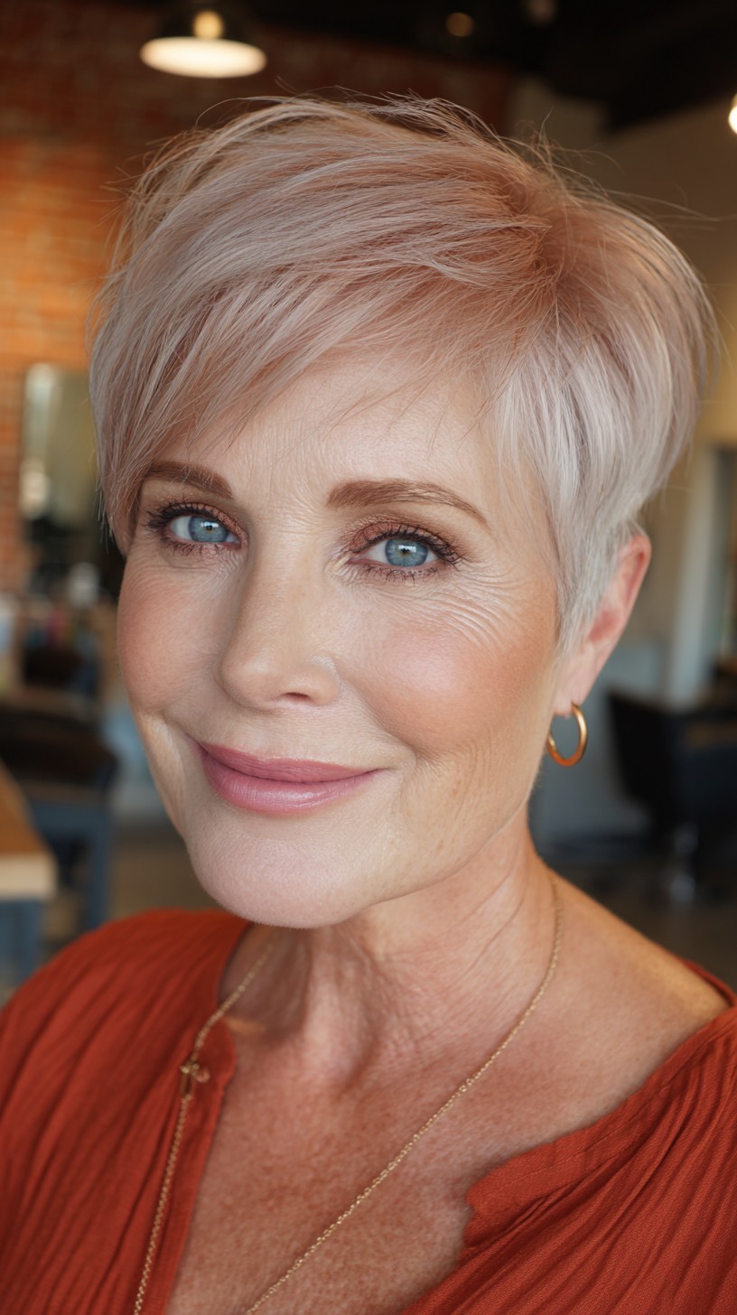 Softly Textured Short Pixie with Light Blush Undertones