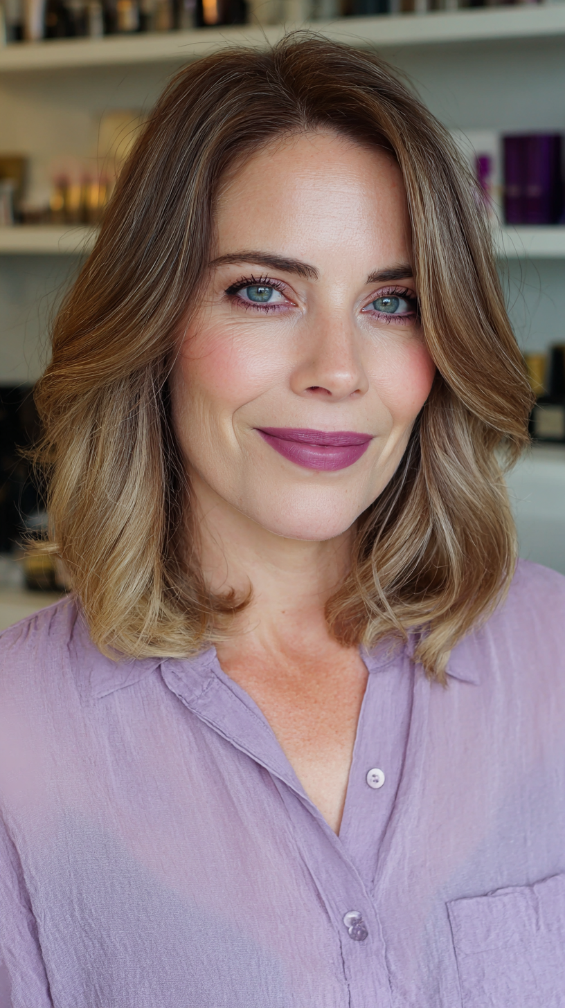 Softly Textured Shoulder-Length Cut with Light Waves