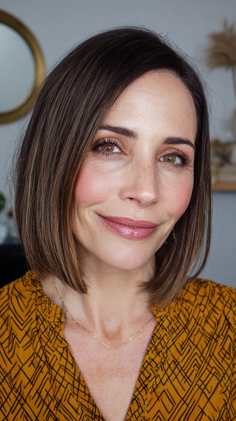 Stylish Blunt Lob with Subtle Face-Frame Layers