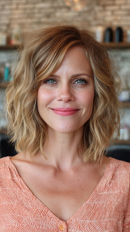 Textured Beachy Lob with Loose Waves