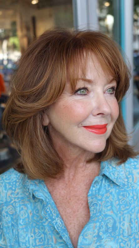 Textured Lob with Face-Framing Bangs