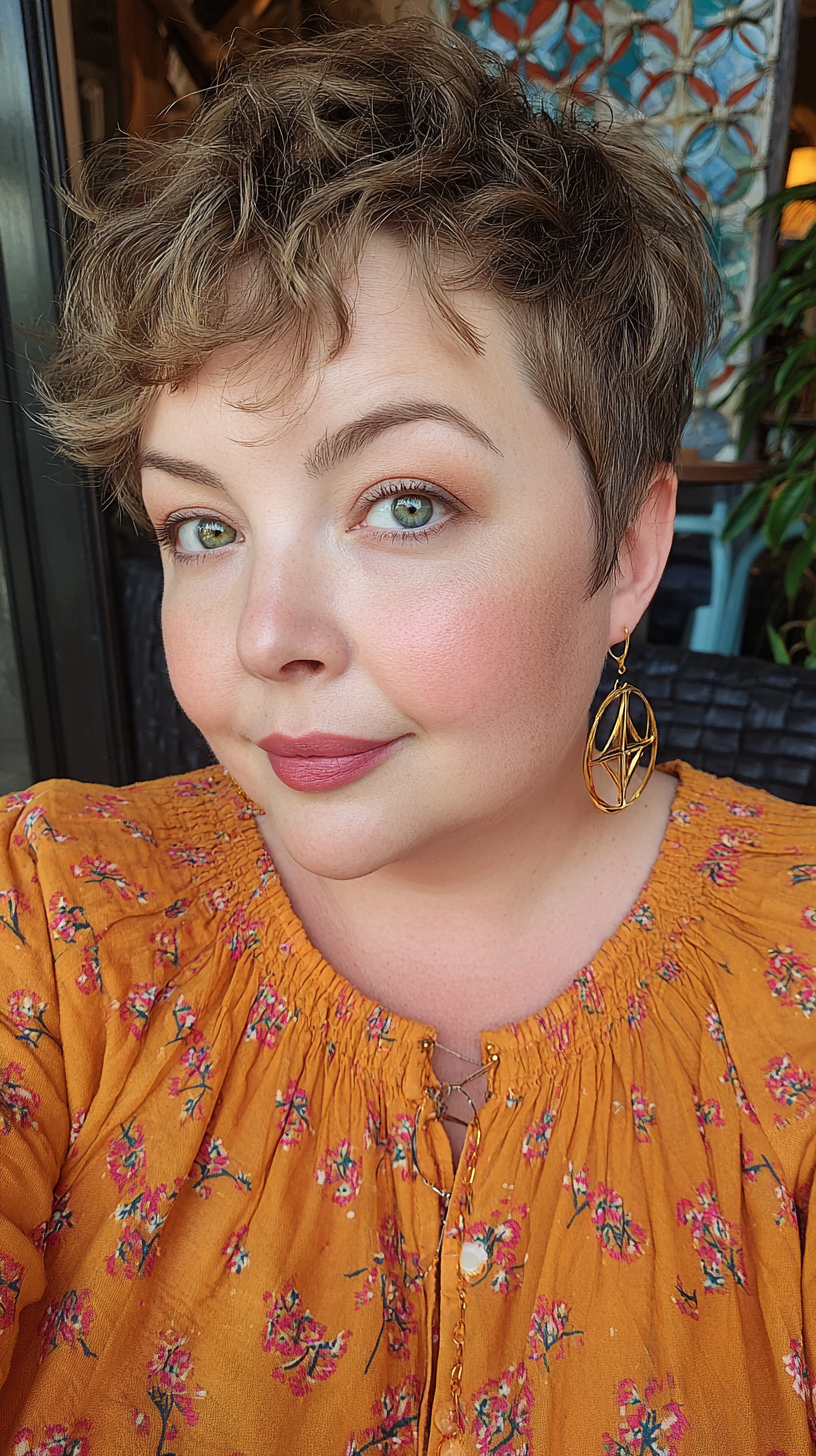 Textured Short Curly Cut with Soft Layers