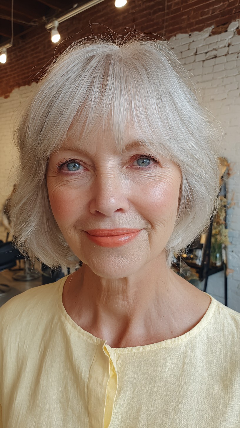 Charming Textured Bob with Feathered Bangs